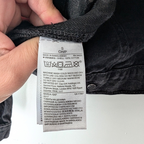 Gap 1969 Women's Black Jeans Jacket With Sides And Sleeves Zips ~ Size Small - Picture 11 of 12